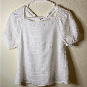 Club Monaco White Linen Short sleeve Top